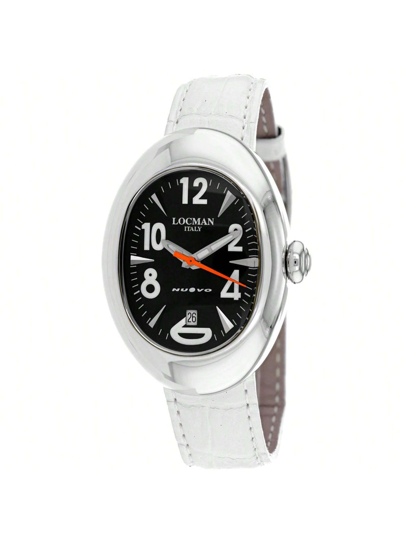Locman Women's Classic 2000WB Strap Black Dial Quartz Movement Buckle Clasp 39mm Round Watch