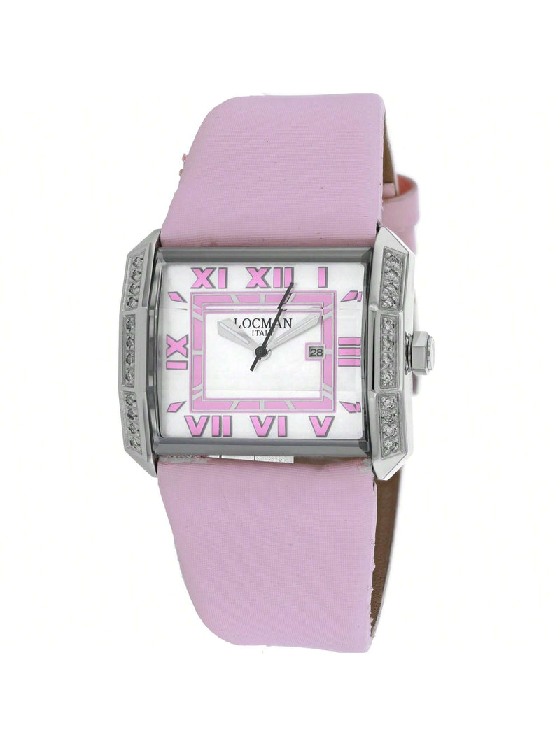 Locman Women's Diamond Classic 232MOPPKD Strap Mother of pearl Dial Quartz Movement Buckle Clasp 41mm Rectangle Watch