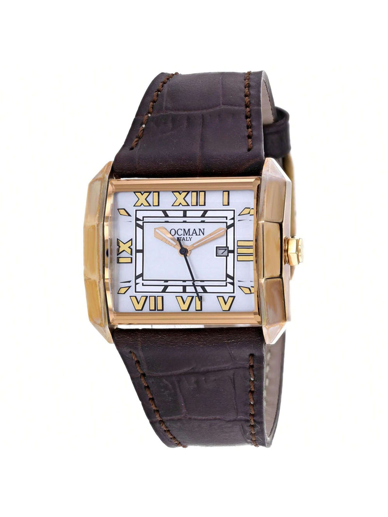 Locman Women's Classic 233MOPWH/BR LE Strap Silver Dial Quartz Movement Buckle Clasp 41mm Square Watch