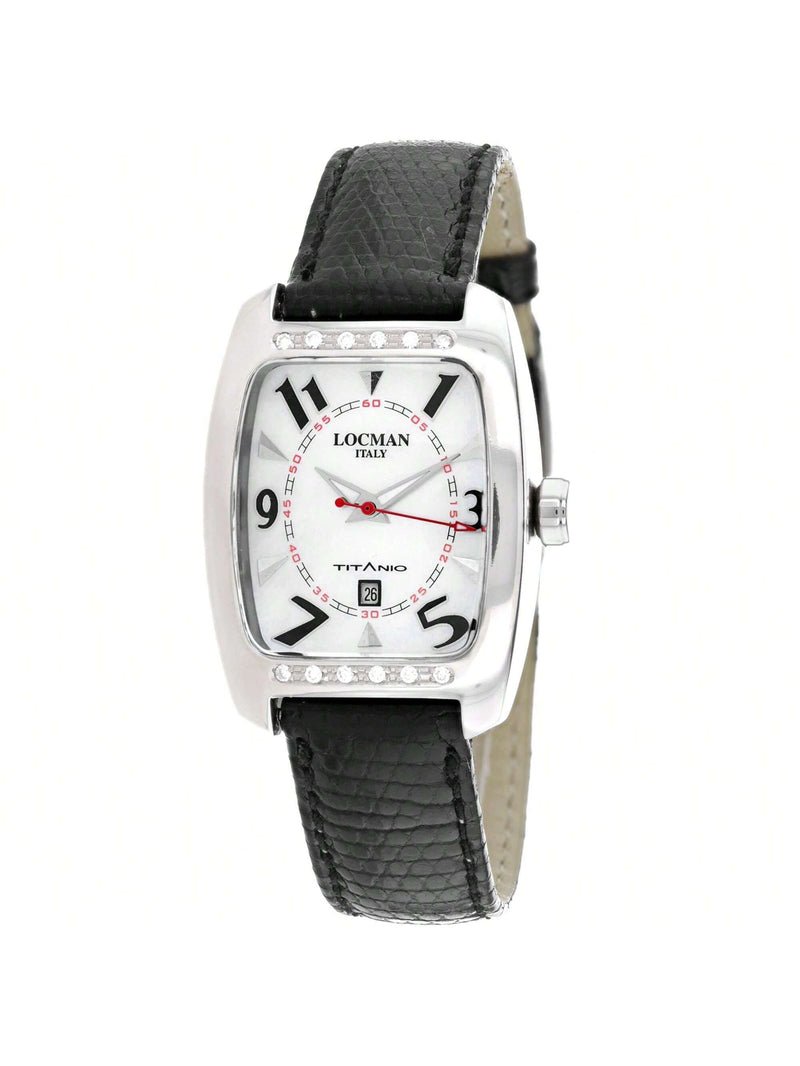 Locman Women's Diamond Classic 483F0MWN Strap White Dial Quartz Movement Buckle Clasp 39mm Rectangle Watch