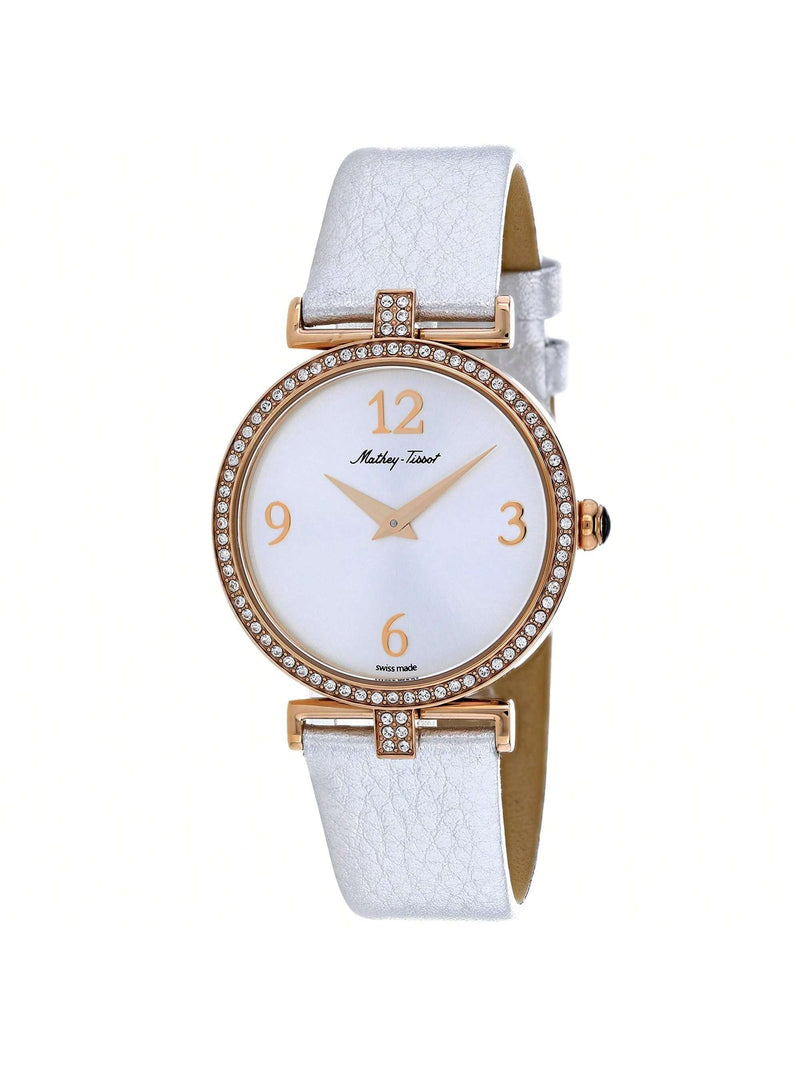 Mathey Tissot Women's Gaia D587QPI Strap Silver Dial Quartz Movement Buckle Clasp 34mm Round Watch