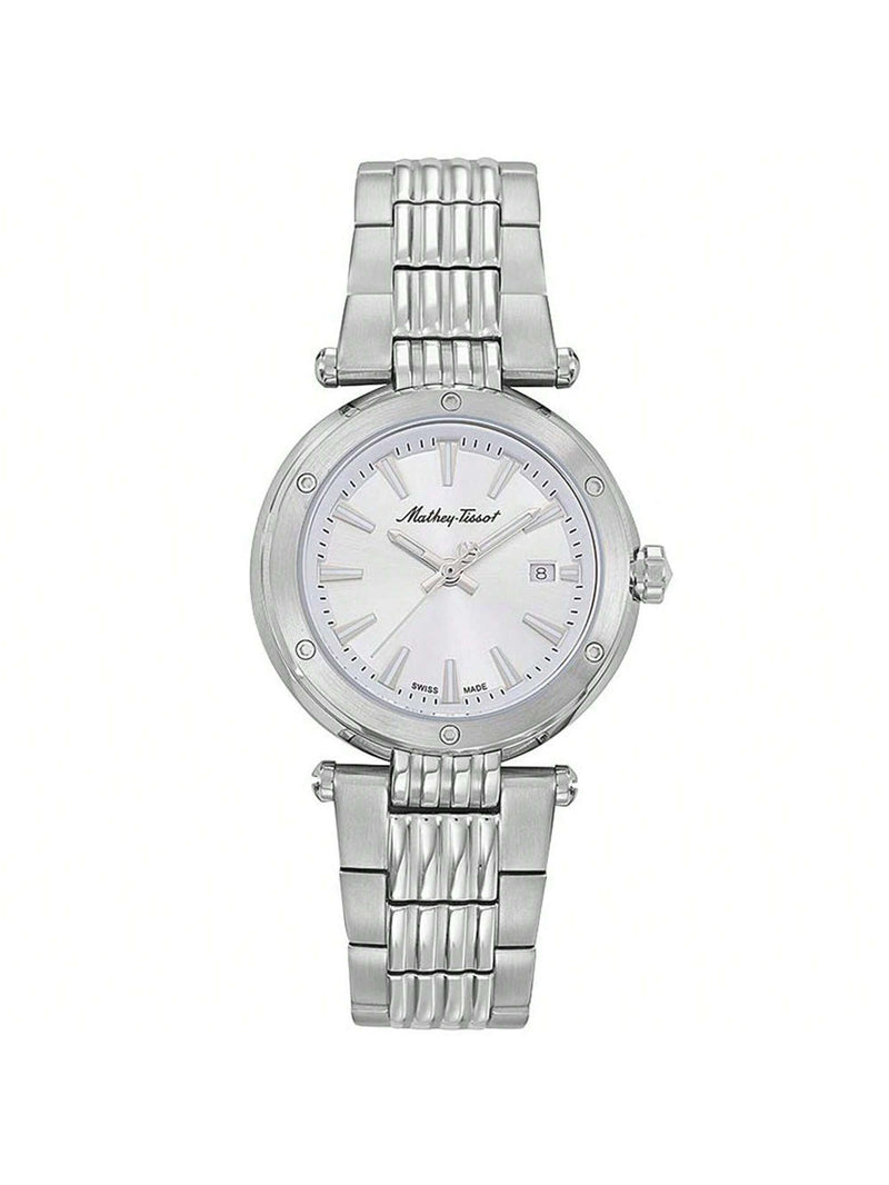 Mathey Tissot Women's Neptune D912AI Bracelet Silver Dial Quartz Movement Deployment Clasp 32mm Round Watch