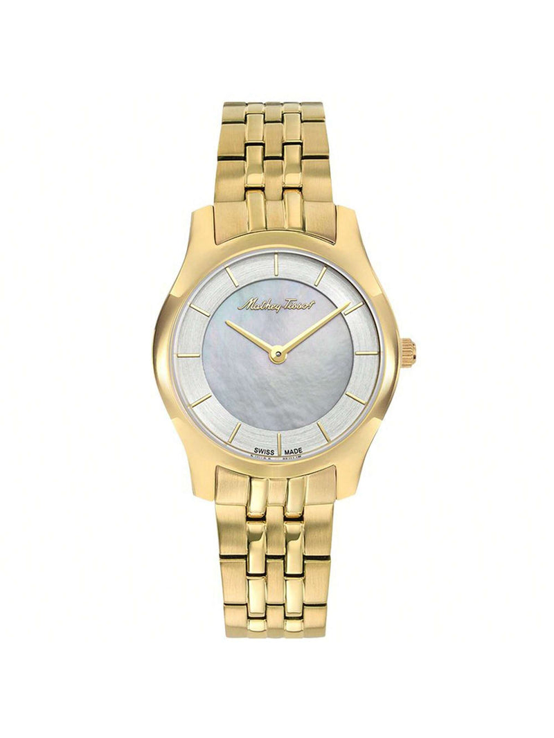 Mathey Tissot Women's Tacy D949PYI Bracelet Mother of Pearl Dial Quartz Movement Deployment Clasp 32mm Round Watch