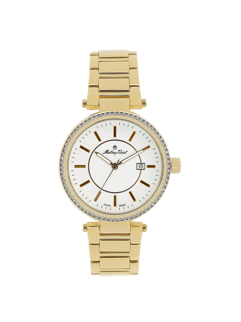 Mathey Tissot Women's Classic H610PI Bracelet White Dial Quartz Movement Deployment Clasp 39mm Round Watch