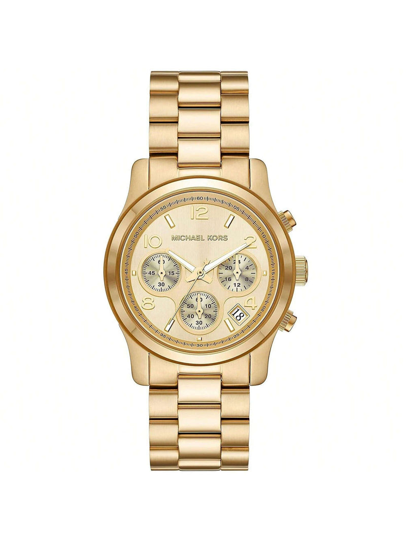 Michael Kors Women's Runway MK7323 Bracelet Gold Dial Quartz Movement Deployment Clasp 38mm Round Watch
