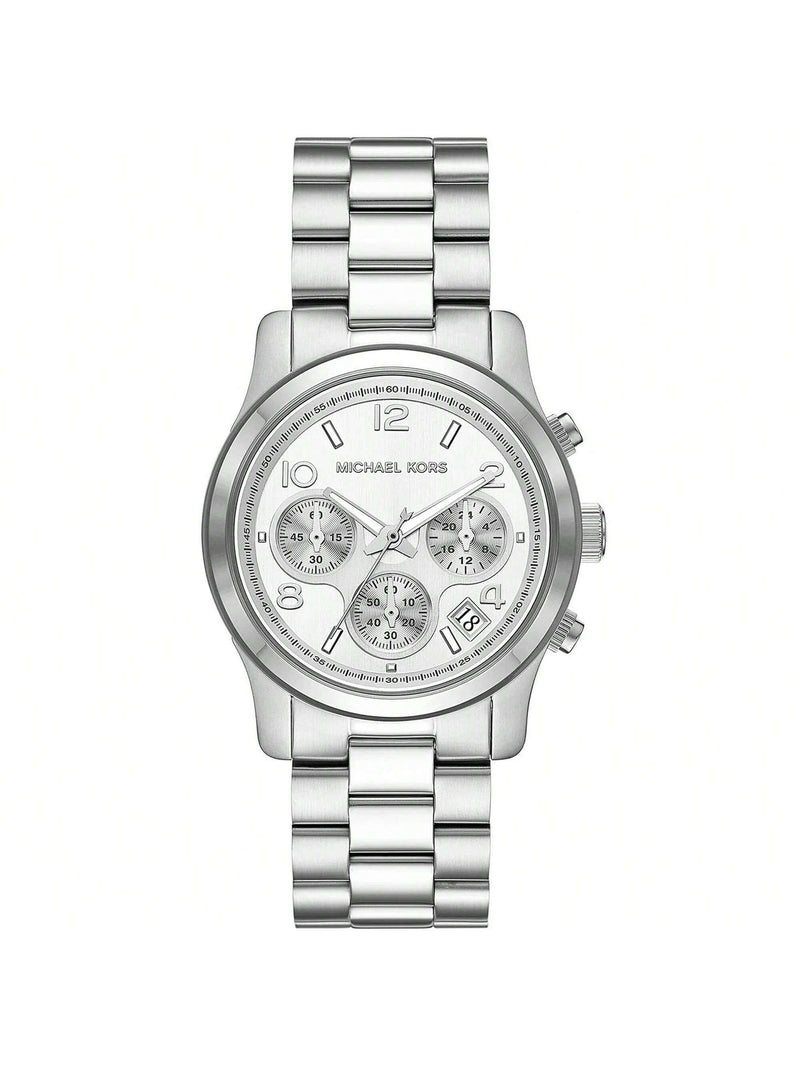 Michael Kors Women's Runway MK7325 Bracelet Silver Dial Quartz Movement Deployment Clasp 38mm Round Watch