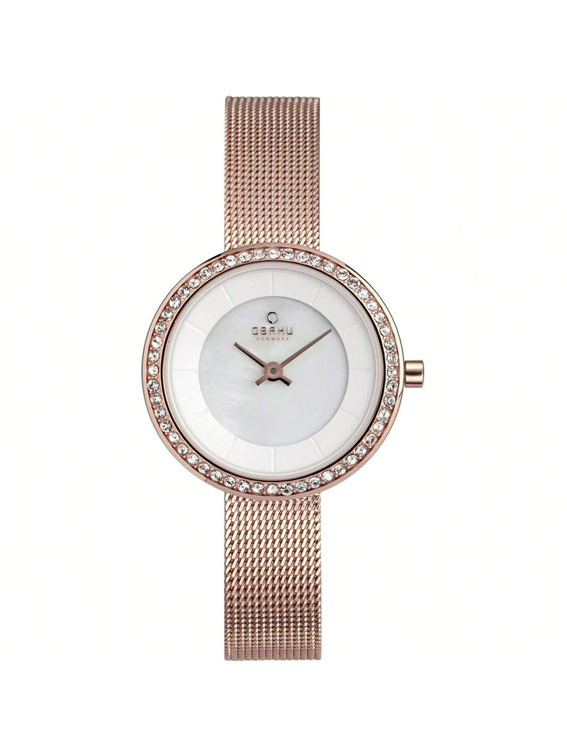 Obaku Women's Denmark V146LEVWMV Bracelet White Dial Quartz Movement Jewelry Clasp 27mm Round Watch