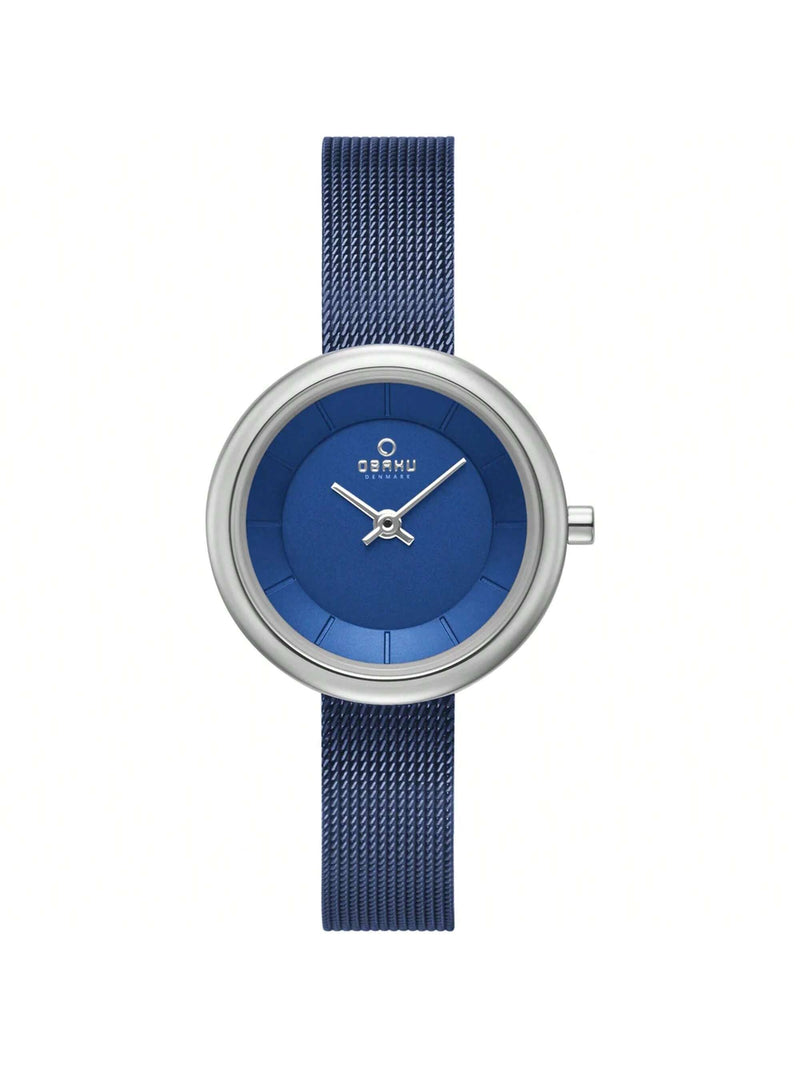 Obaku Women's Stille Arctic V146LXCLML Bracelet Blue Dial Quartz Movement Jewelry Clasp 27mm Round Watch
