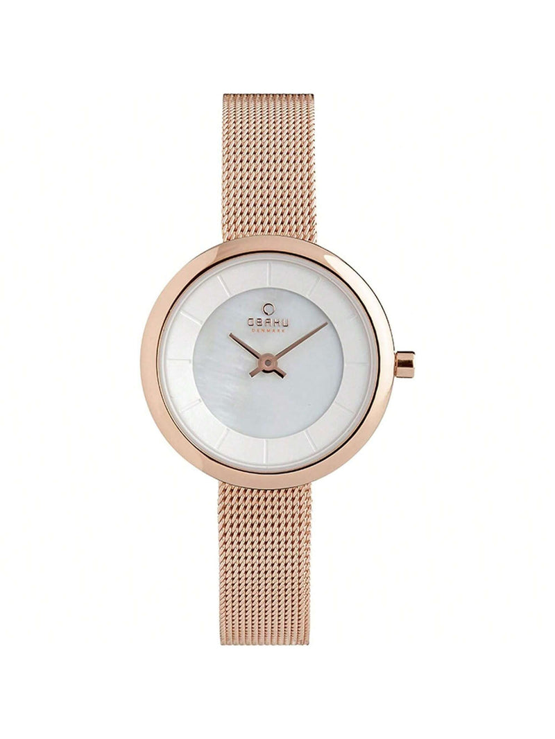 Obaku Women's Stille V146LXVWMV Bracelet Silver Dial Quartz Movement Jewelry Clasp 26mm Round Watch