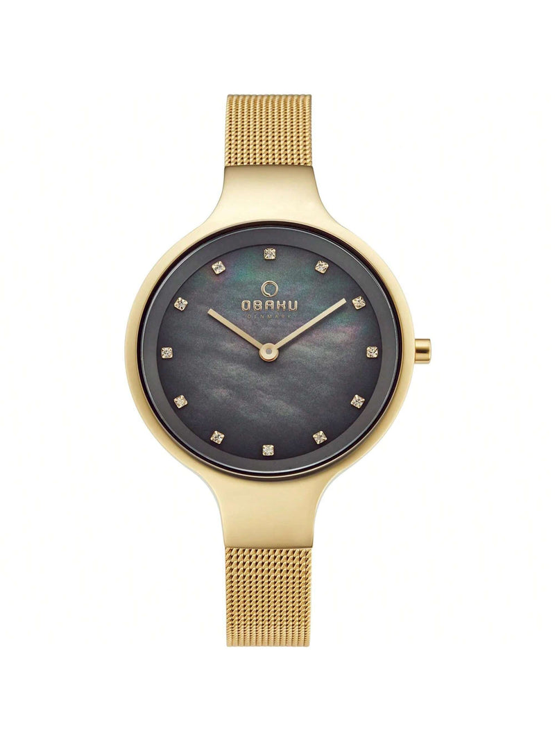 Obaku Women's Classic V173LXGJMG Bracelet Mother of pearl Dial Quartz Movement Jewelry Clasp 32mm Round Watch