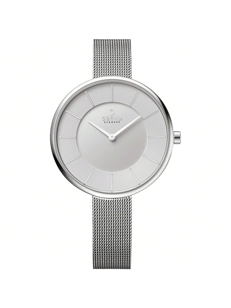 Obaku Women's Sand V185LXCIMC Bracelet White Dial Quartz Movement Jewelry Clasp 27mm Round Watch