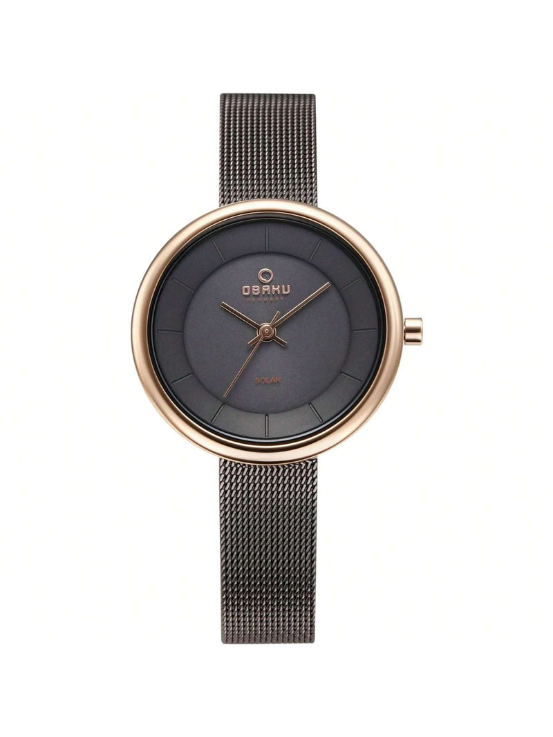 Obaku Women's Lys V206LRVJMJ Bracelet Black Dial Quartz Movement Jewelry Clasp 27mm Round Watch