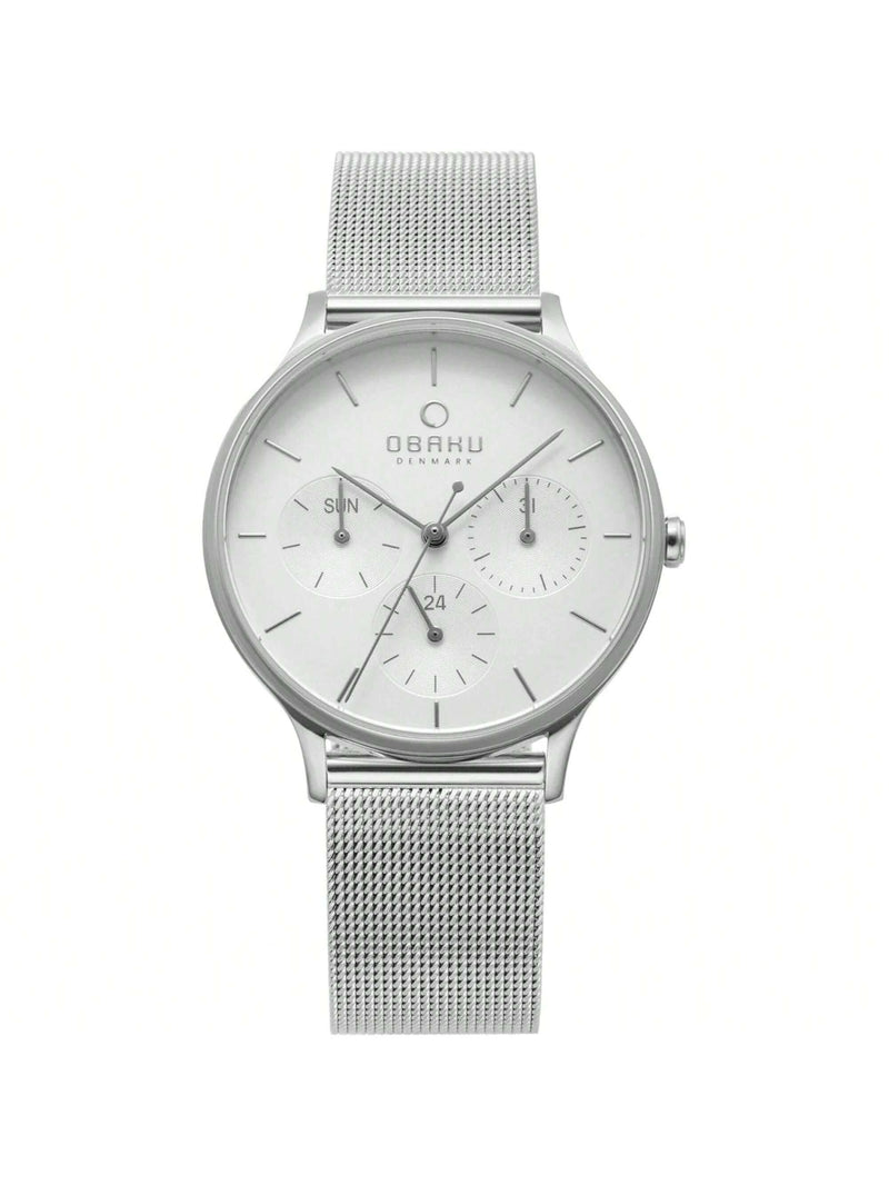 Obaku Women's Lind V212LMCIMC Bracelet White Dial Quartz Movement Jewelry Clasp 34mm Round Watch