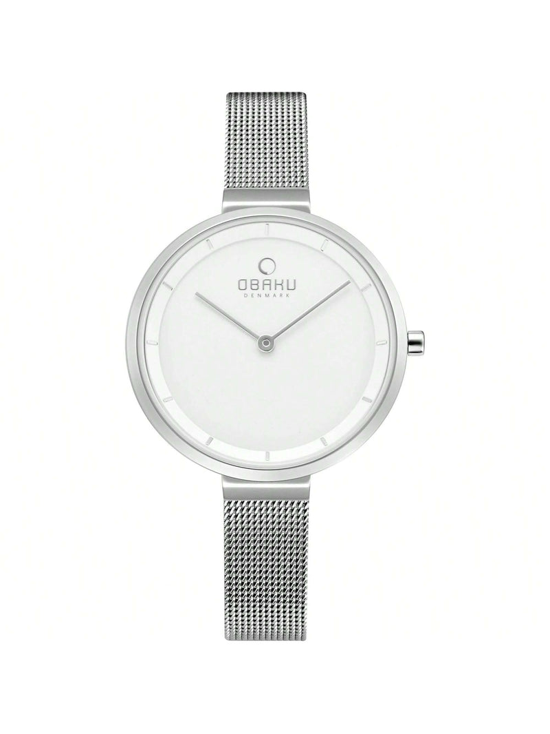 Obaku Women's Classic V225LXCIMC Bracelet White Dial Quartz Movement Jewelry Clasp 32mm Round Watch