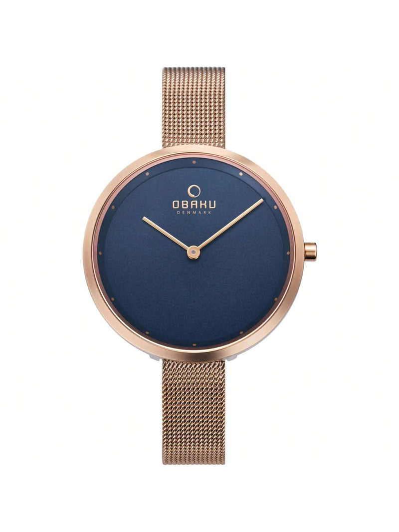Obaku Women's Classic V227LXVLMV Bracelet Blue Dial Quartz Movement Jewelry Clasp 34mm Round Watch