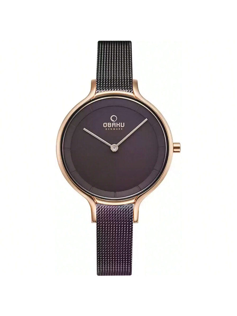 Obaku Women's Walnut V228LXVNMN Bracelet Silver Dial Quartz Movement Jewelry Clasp 32mm Round Watch