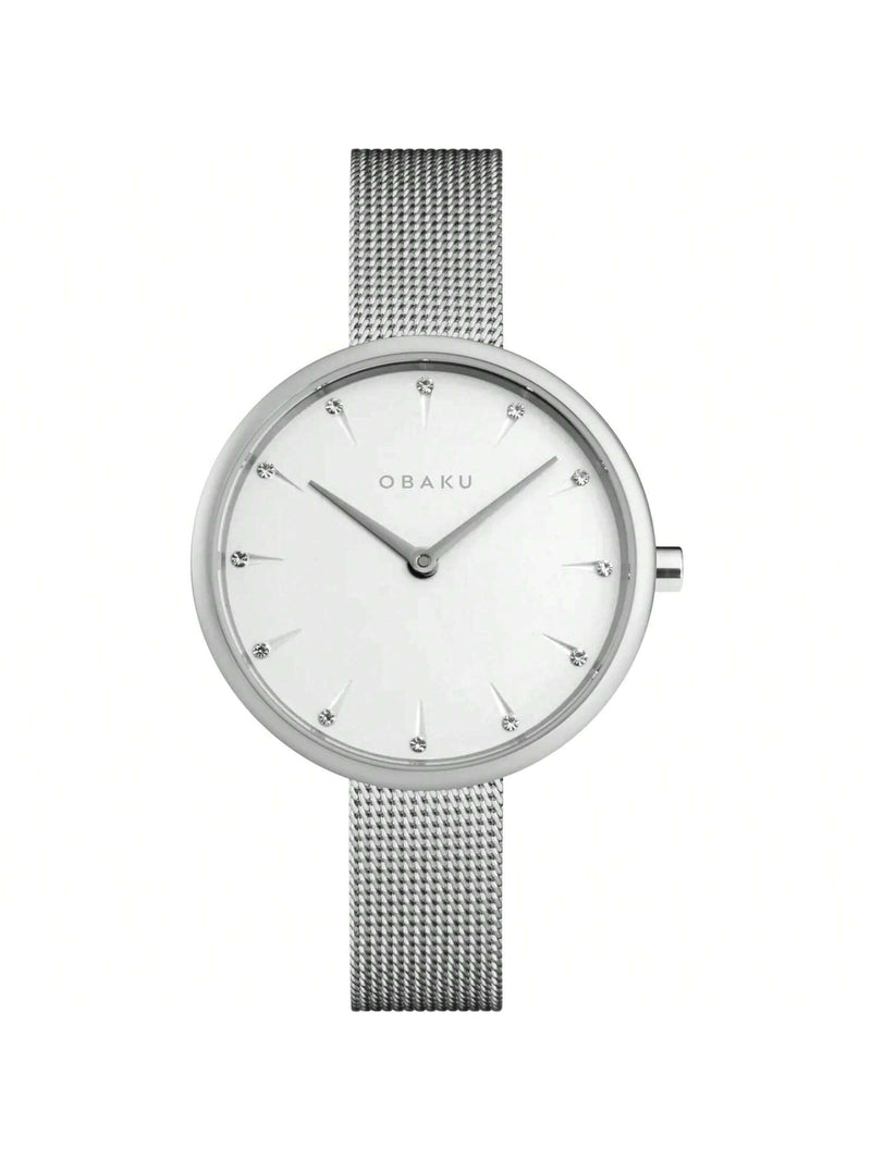 Obaku Women's Notat V233LXCIMC Bracelet White Dial Quartz Movement Jewelry Clasp 36mm Round Watch