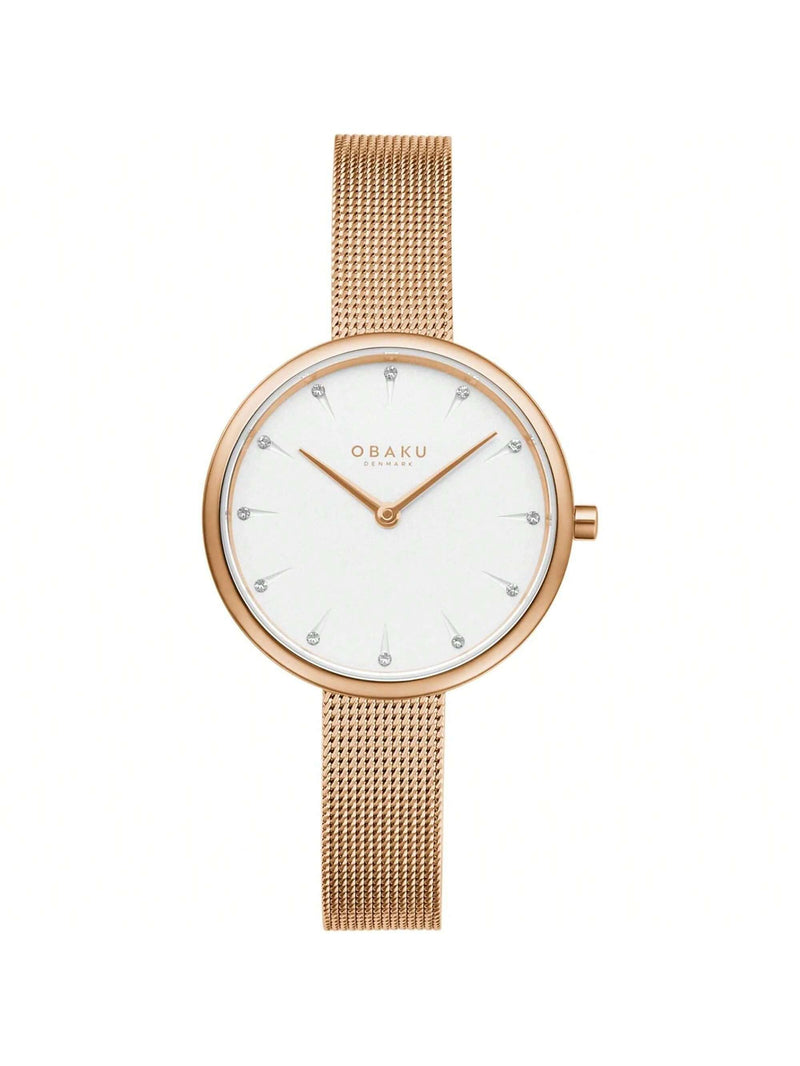 Obaku Women's Classic V233LXVIMV Bracelet White Dial Quartz Movement Jewelry Clasp 30mm Round Watch