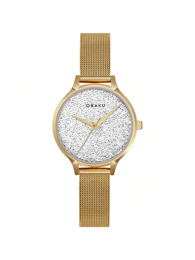 Obaku Women's Stjerner V238LXGWMG Bracelet Silver Dial Quartz Movement Jewelry Clasp 32mm Round Watch