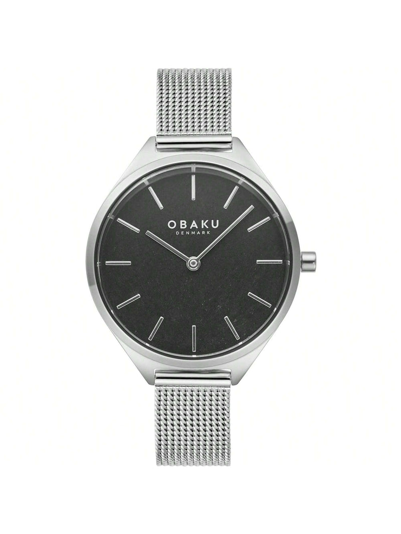 Obaku Women's Kaffe V257LHCNMC Bracelet Black Dial Quartz Movement Jewelry Clasp 32mm Round Watch