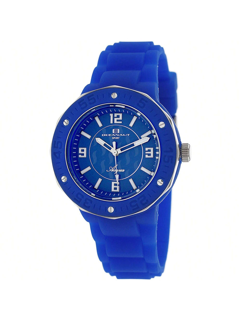 Oceanaut Women's Acqua OC0210 Strap Blue Dial Quartz Movement Buckle Clasp 41mm Round Watch