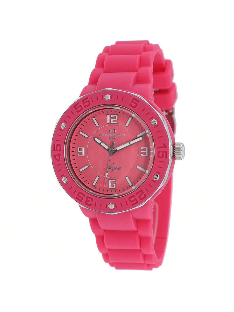 Oceanaut Women's Acqua OC0212 Strap Pink Dial Quartz Movement Buckle Clasp 41mm Round Watch