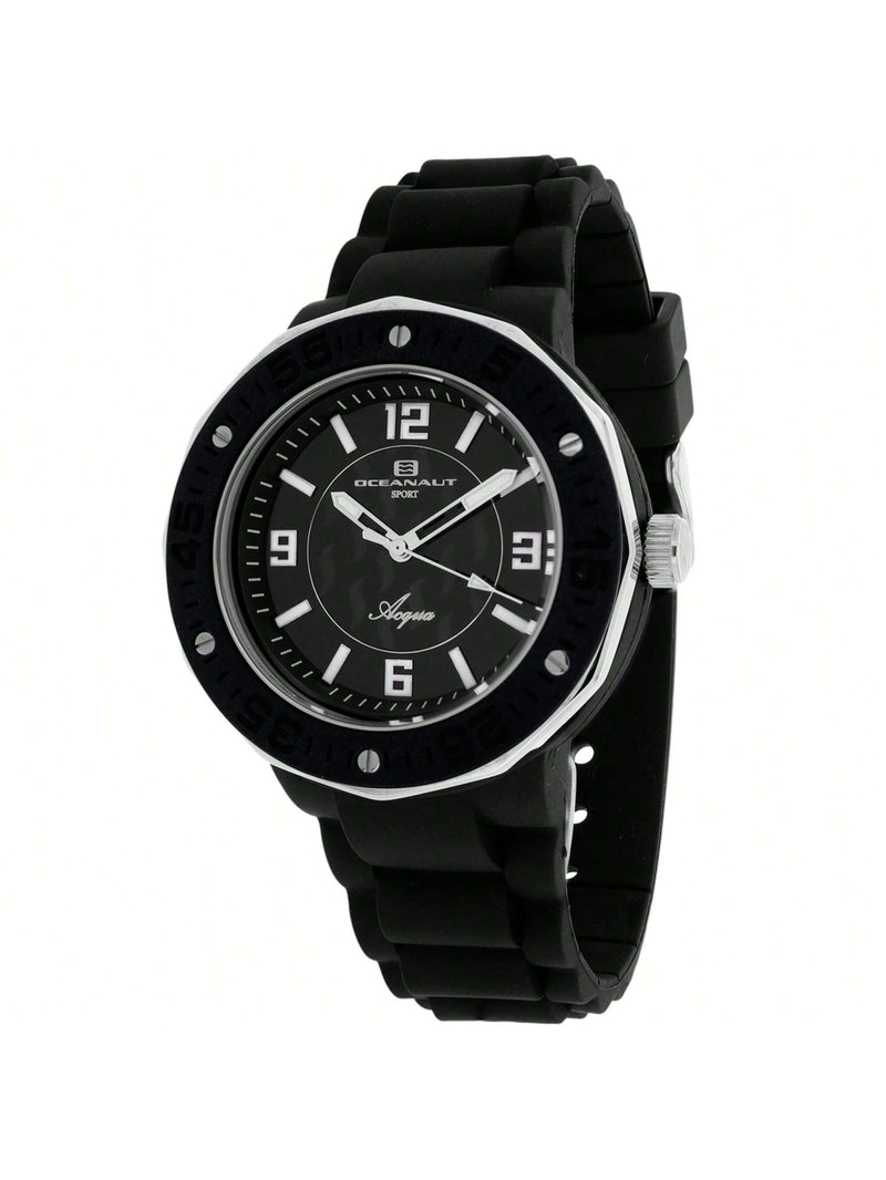 Oceanaut Women's Acqua OC0219 Strap Black Dial Quartz Movement Buckle Clasp 41mm Round Watch