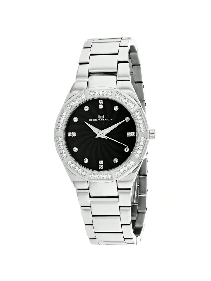Oceanaut Women's Athena OC0254 Bracelet Black mother of pearl Dial Quartz Movement Deployment Clasp 35mm Round Watch