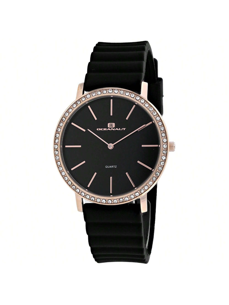 Oceanaut Women's Ripple OC0265 Strap Black Dial Quartz Movement Buckle Clasp 40mm Round Watch