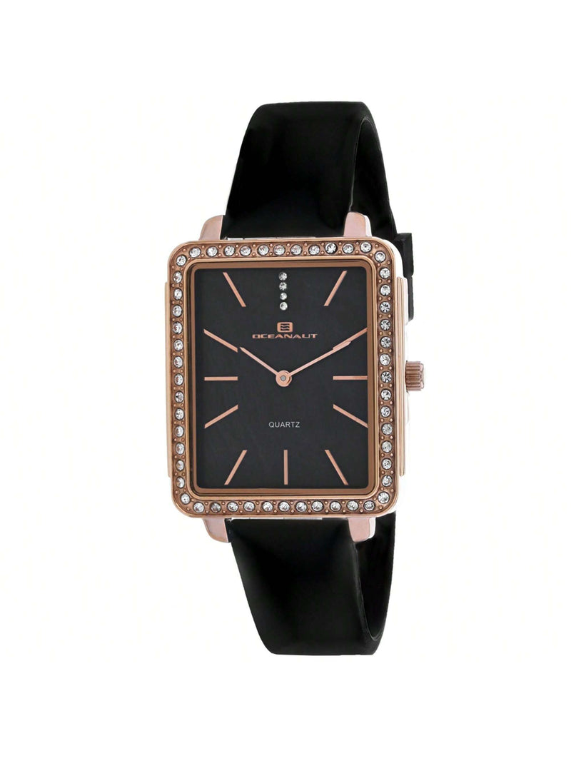 Oceanaut Women's Adorn OC0275 Strap Black Dial Quartz Movement Buckle Clasp 44mm Square Watch