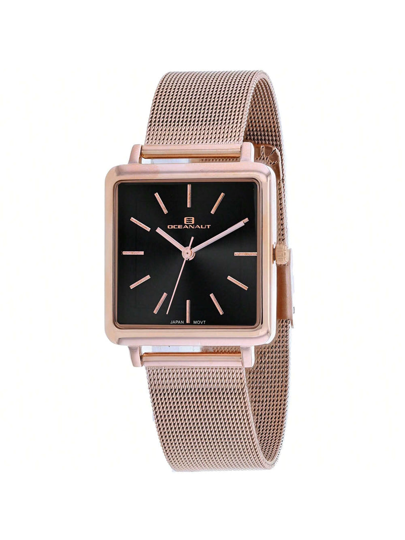 Oceanaut Women's Traditional OC0286 Bracelet Black Dial Quartz Movement Jewelry Clasp 30mm Square Watch