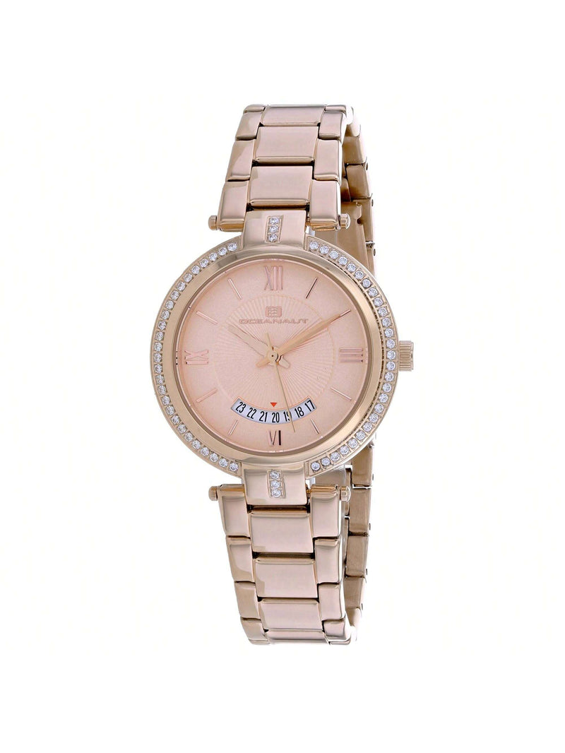 Oceanaut Women's Amaya OC0291 Bracelet Rose Gold Dial Quartz Movement Fold over Clasp 32mm Round Watch