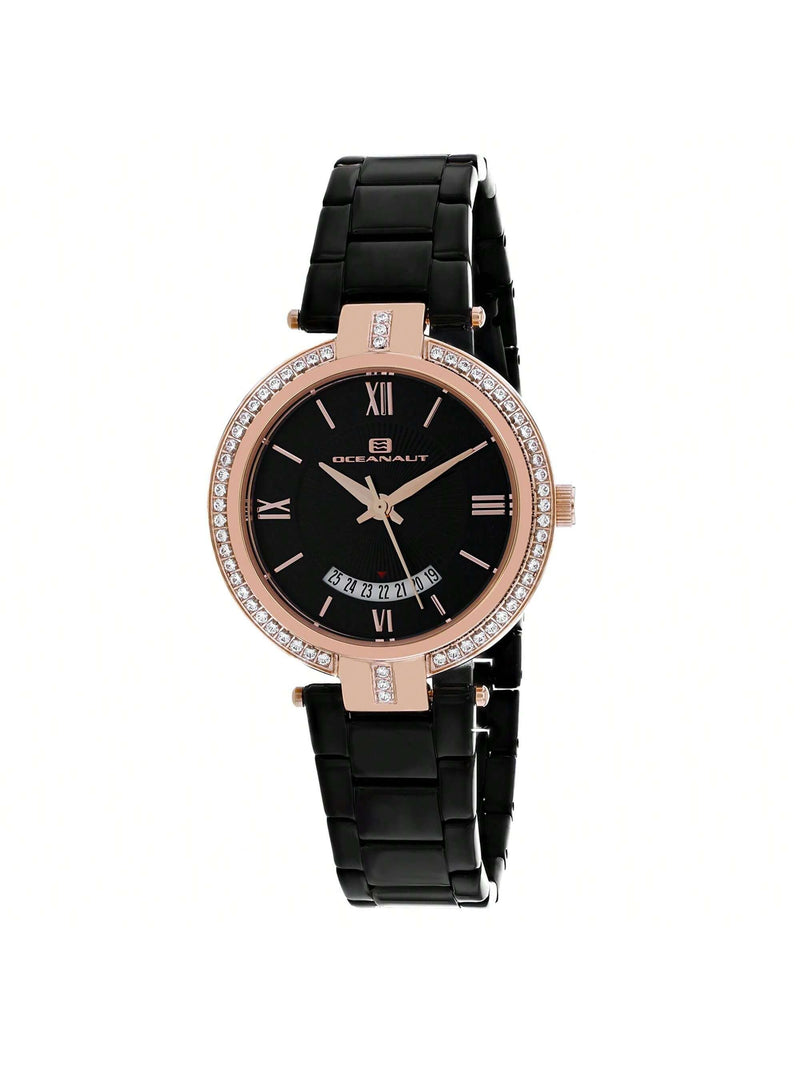 Oceanaut Women's Amaya OC0293 Bracelet Black Dial Quartz Movement Fold over Clasp 32mm Round Watch