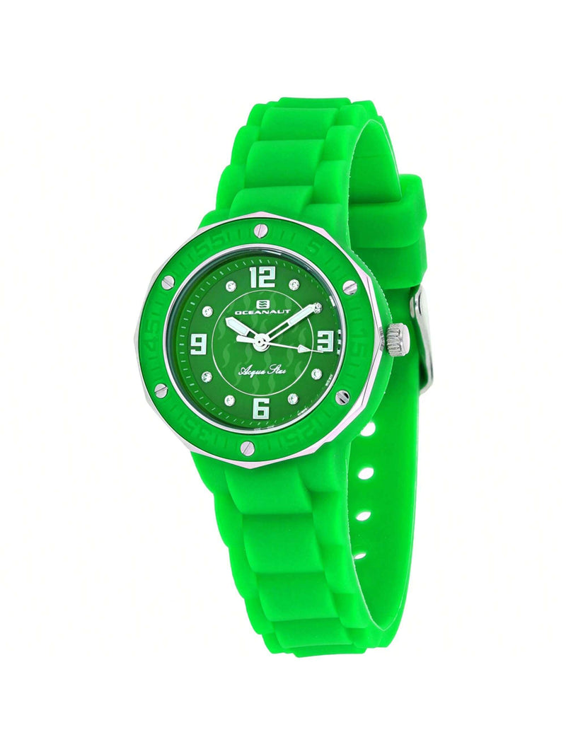 Oceanaut Women's Acqua Star OC0439 Strap Green Dial Quartz Movement Buckle Clasp 30mm Round Watch