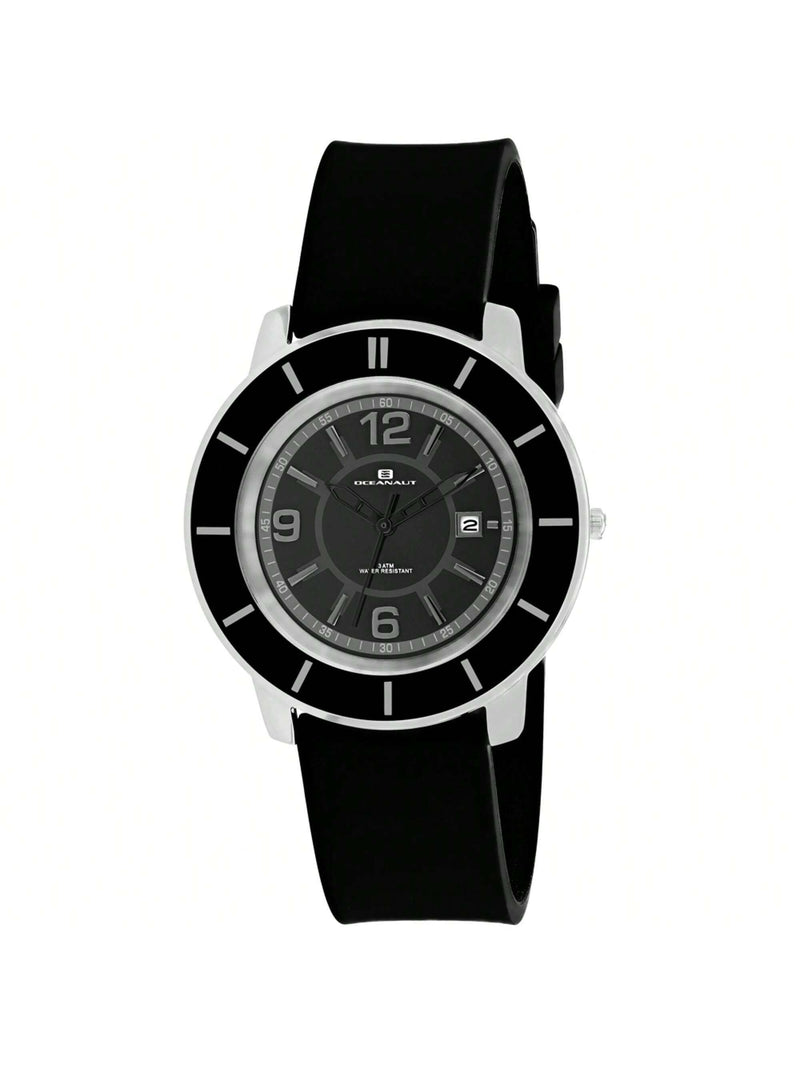 Oceanaut Women's Satin OC0811 Strap Black Dial Quartz Movement Buckle Clasp 38mm Round Watch