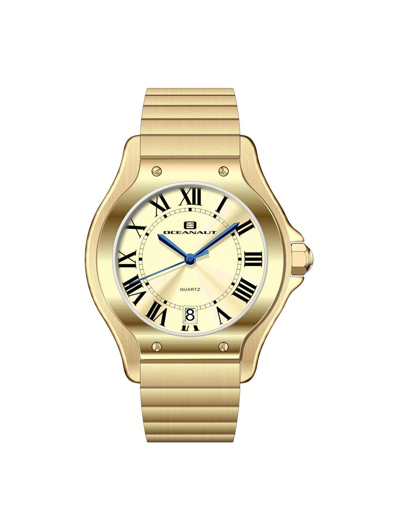 Oceanaut Women's Rayonner OC1293 Bracelet Gold Dial Quartz Movement Deployment Clasp 35mm Round Watch