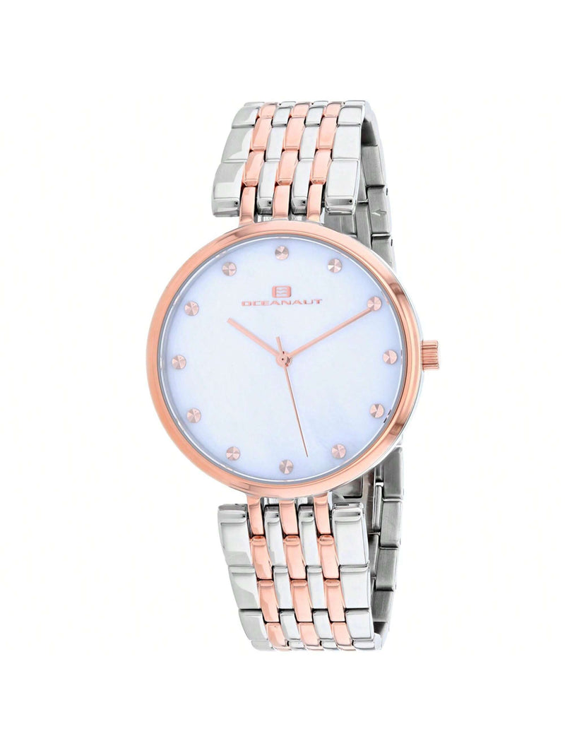 Oceanaut Women's Aerglo OC2202 Bracelet Mother of Pearl Dial Quartz Movement Deployment Clasp 36mm Round Watch