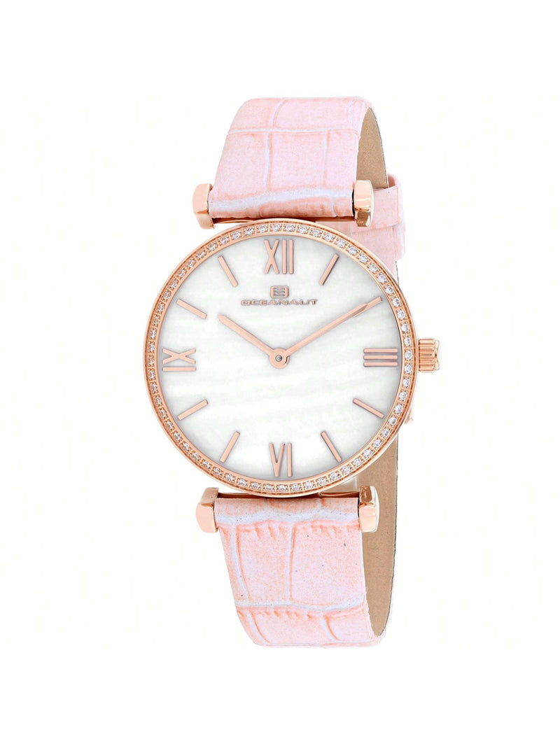 Oceanaut Women's Harmony OC3210 Strap Mother of Pearl Dial Quartz Movement Buckle Clasp 30mm Round Watch