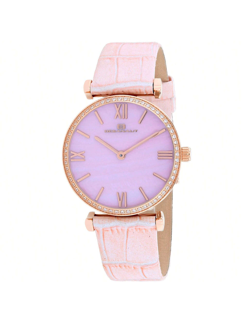 Oceanaut Women's Harmony OC3211 Strap Pink MOP Dial Quartz Movement Buckle Clasp 30mm Round Watch