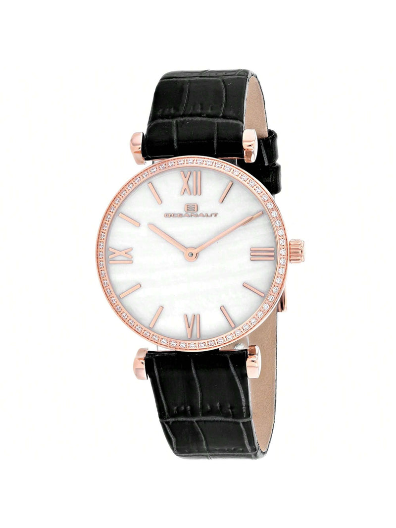 Oceanaut Women's Harmony OC3213 Strap Mother of Pearl Dial Quartz Movement Buckle Clasp 30mm Round Watch