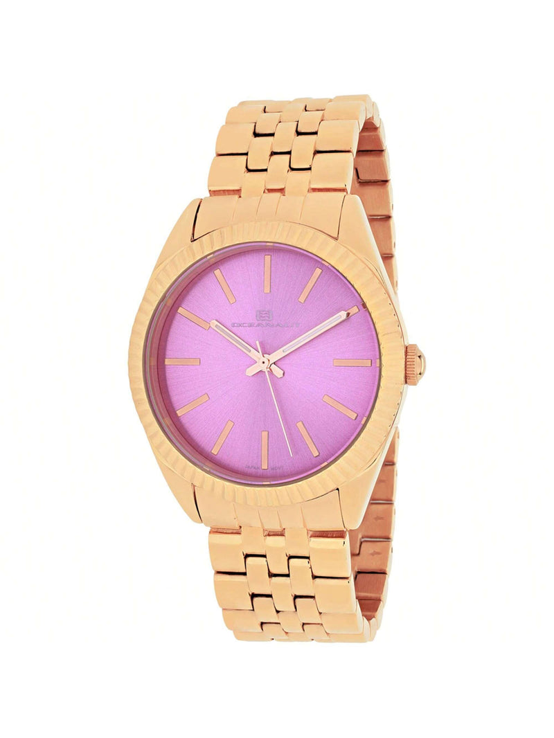 Oceanaut Women's Chique OC7413 Bracelet Pink Dial Quartz Movement Jewelry Clasp 38mm Round Watch