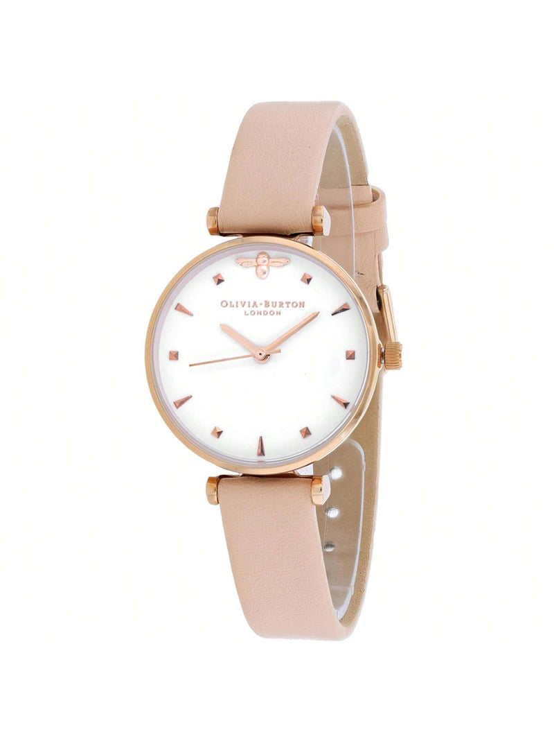 Olivia Burton Women's Embellished OB16AM95 Strap White Dial Quartz Movement Buckle Clasp 30mm Round Watch