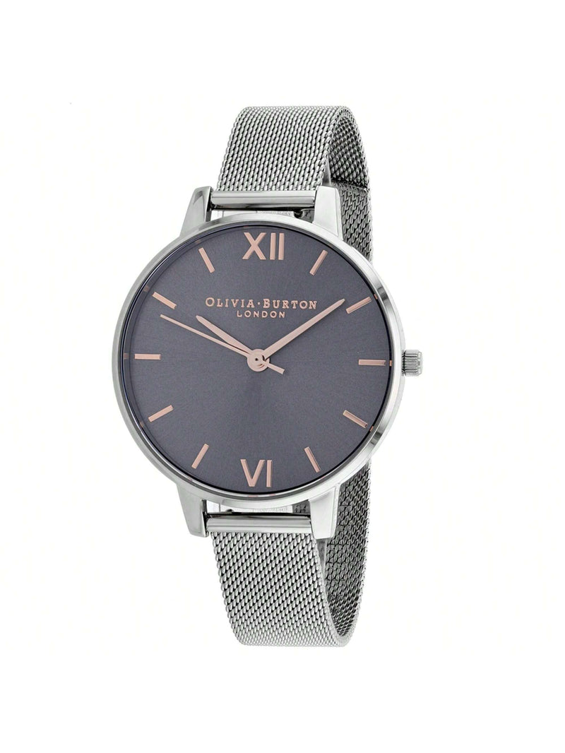 Olivia Burton Women's Classic OB16MD80 Bracelet Grey Dial Quartz Movement Jewelry Clasp 30mm Round Watch