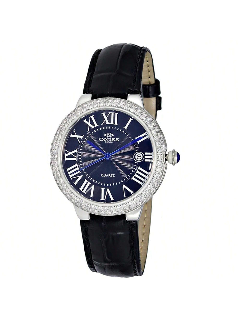Oniss Women's Glam Collection ON3322-LBK Strap Black Dial Quartz Movement Buckle Clasp 36mm Round Watch