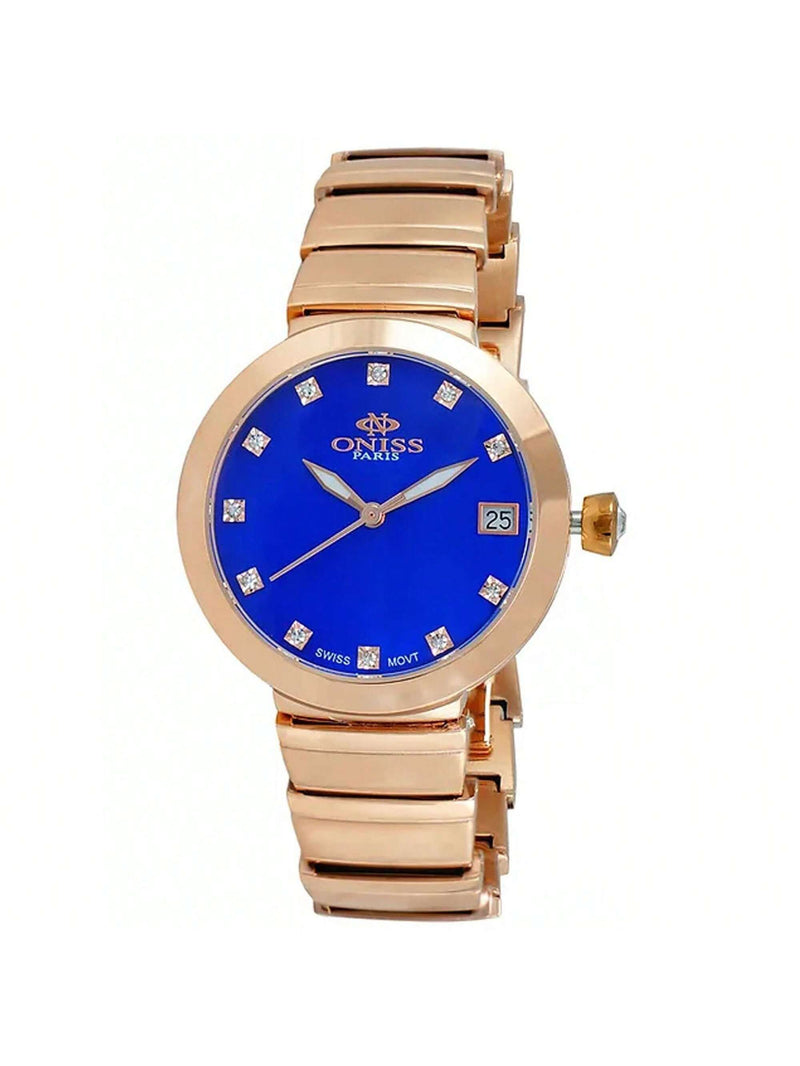Oniss Women's Prima Collection ON5559-31_RGBU Bracelet Blue Dial Quartz Movement Deployment Clasp 33mm Round Watch