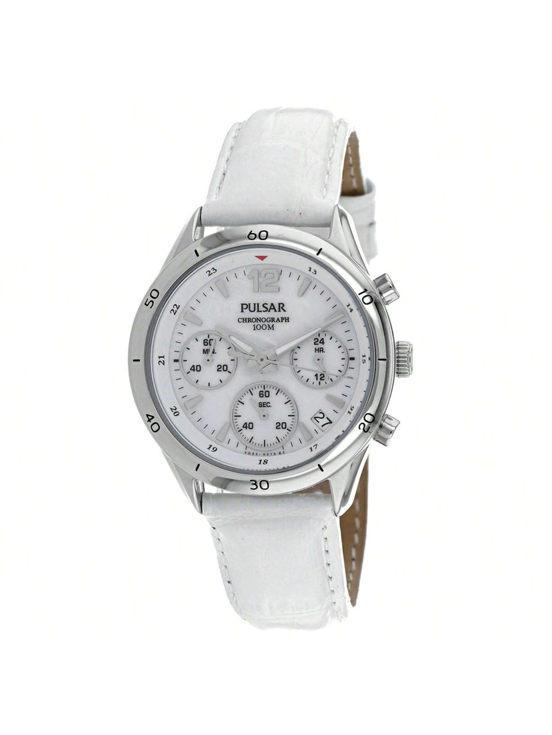 Pulsar Women's Classic PT3085 Strap White Dial Quartz Movement Buckle Clasp 35mm Round Watch