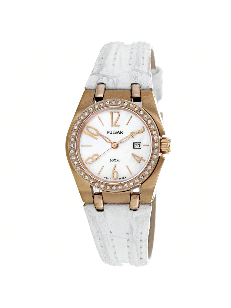 Pulsar Women's Classic PXT668X1 Strap White Dial Quartz Movement Buckle Clasp 28mm Round Watch