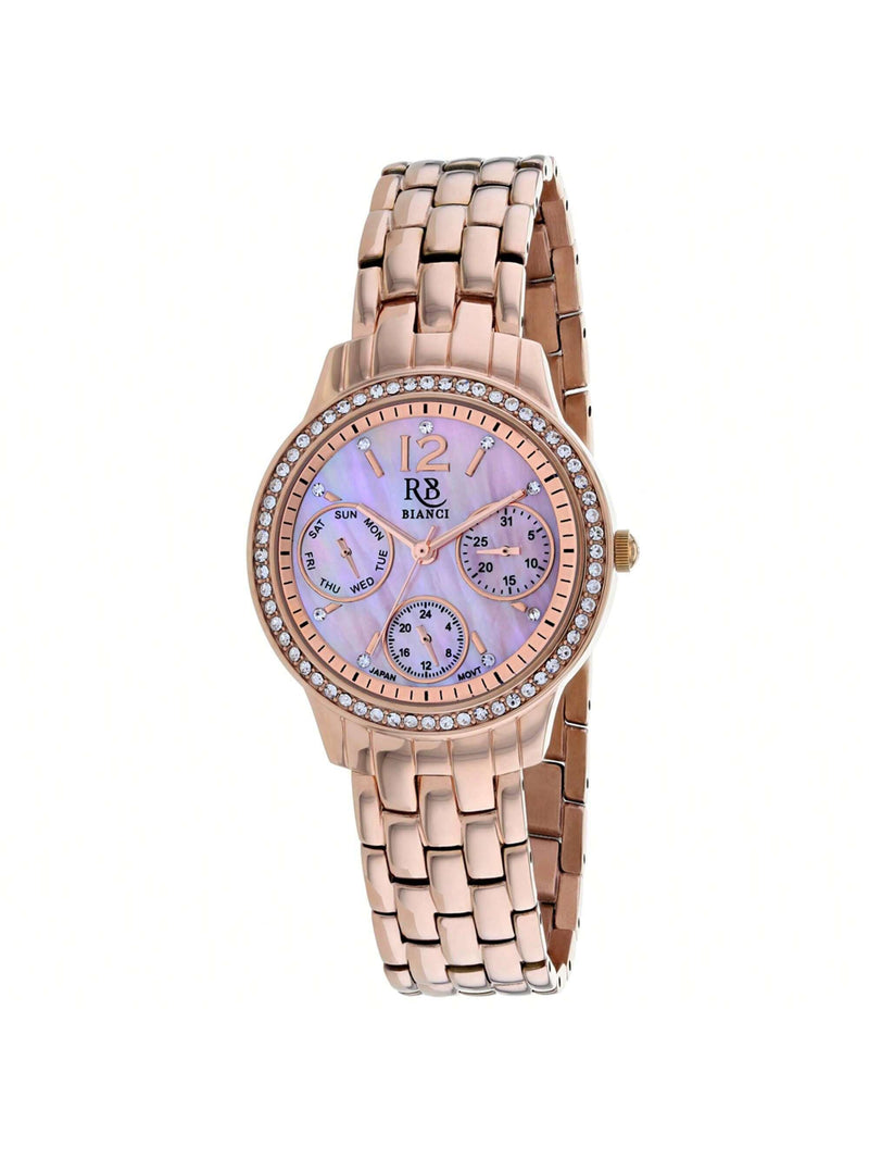 Roberto Bianci Women's Valentini RB0844 Bracelet Pink mother of pearl Dial Quartz Movement Jewelry Clasp 34mm Round Watch