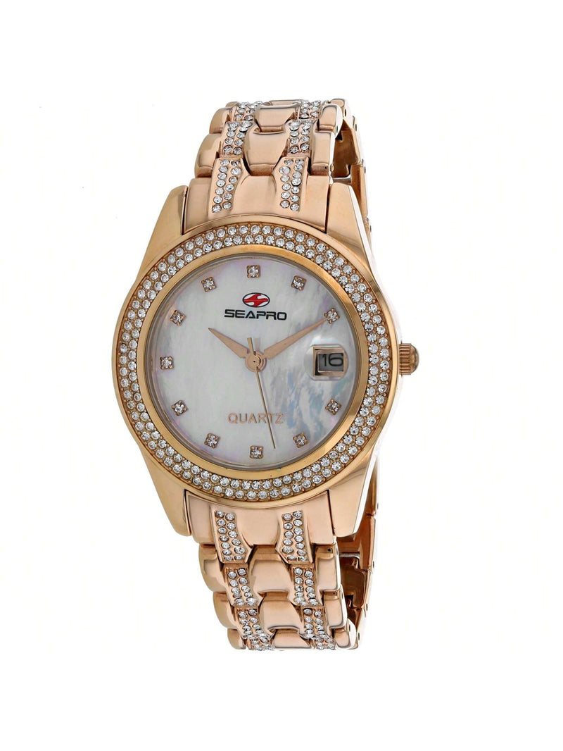 Seapro Women's Intrigue SP0010 Bracelet Mother of Pearl Dial Quartz Movement Deployment Clasp 36mm Round Watch
