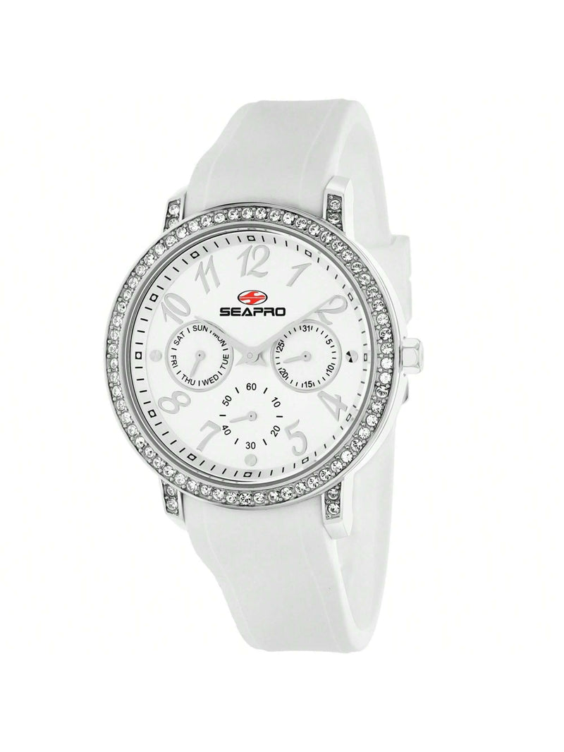 Seapro Women's Swell SP4410 Strap Silver Dial Quartz Movement Buckle Clasp 37mm Round Watch